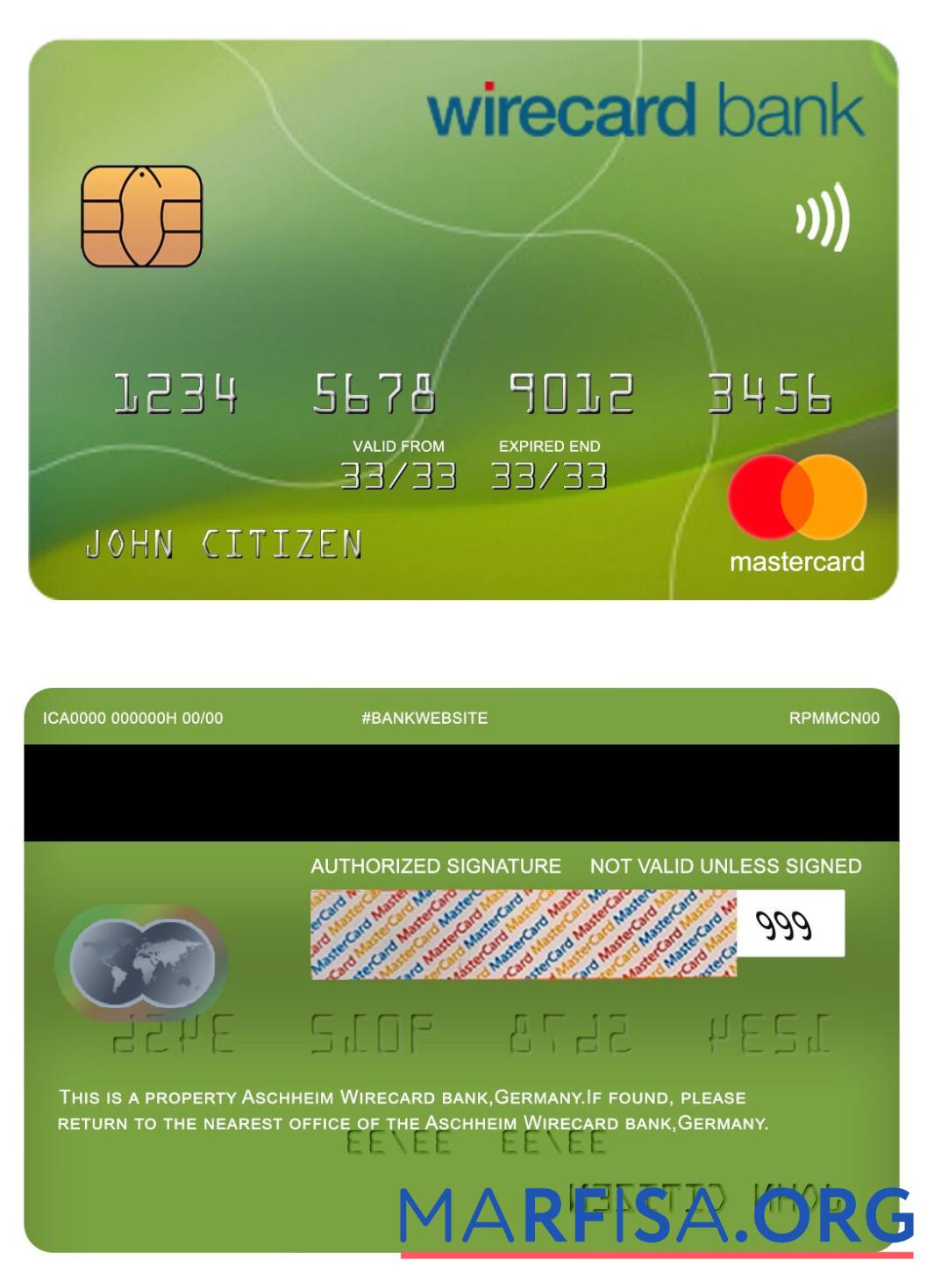 Blank Germany Aschheim Wirecard bank mastercard example